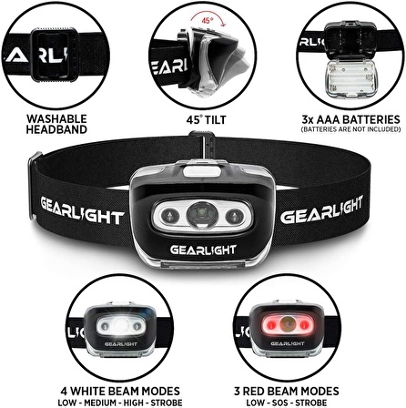 GearLight S500 LED Kafa Feneri [2'li Paket]